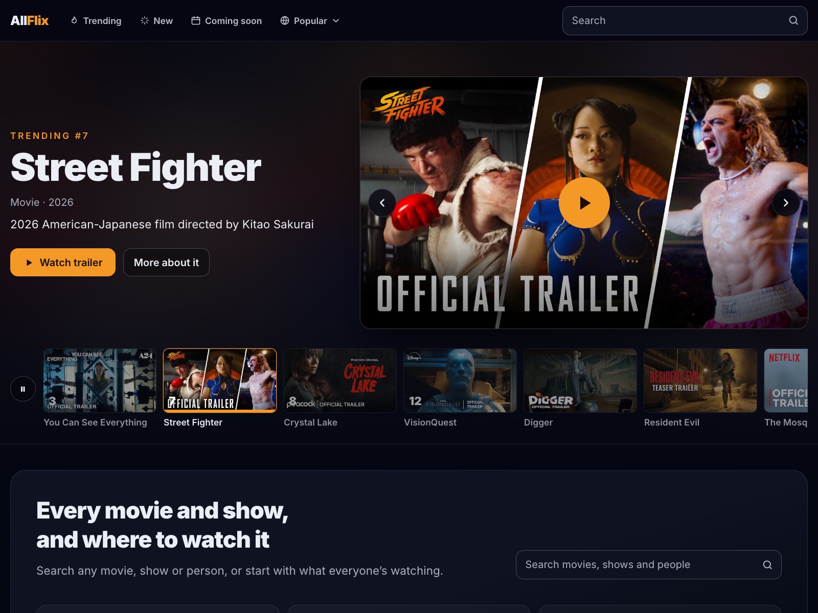 AllFlix home page