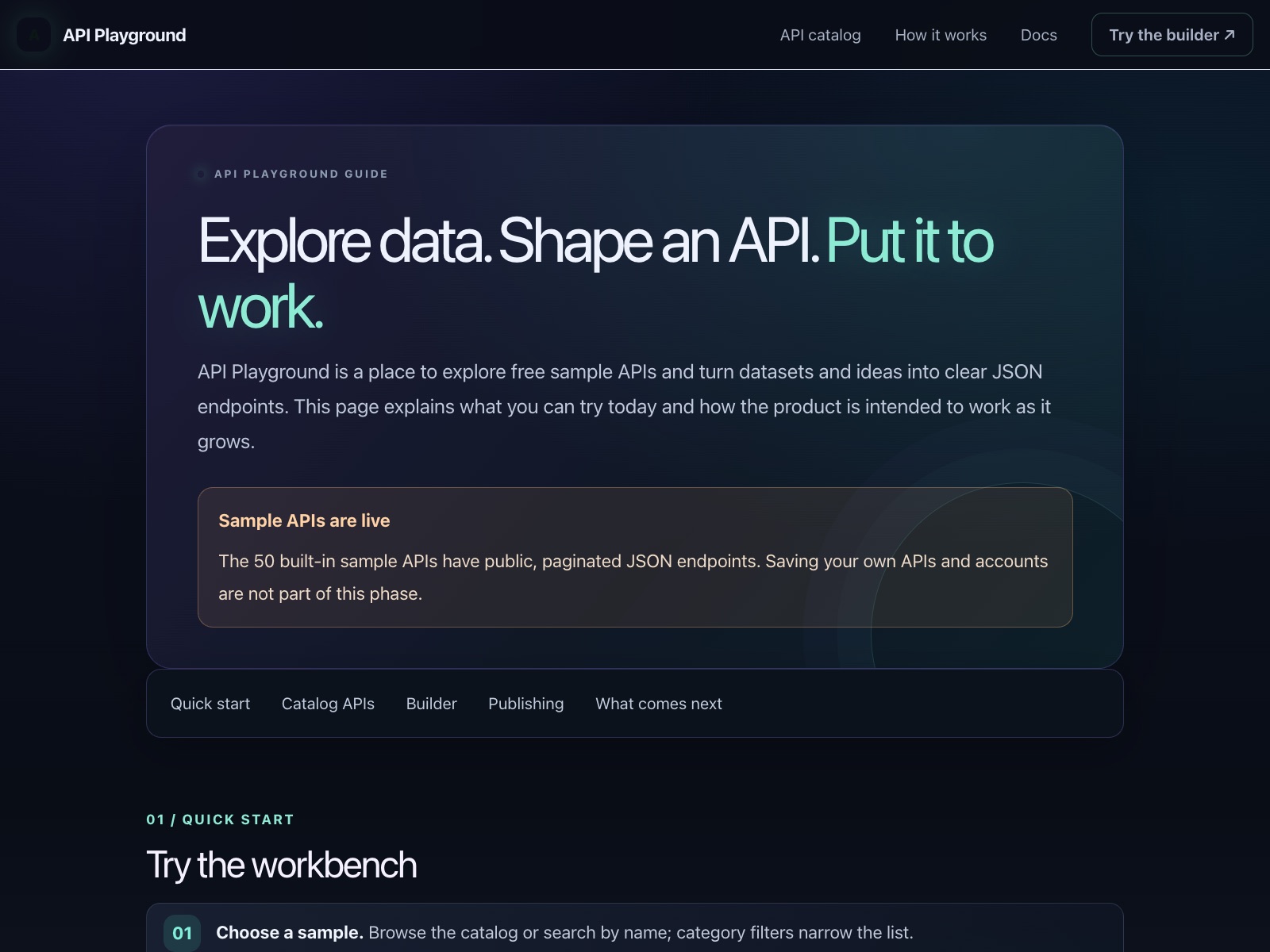 API Playground screenshot 1